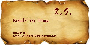 Koháry Irma névjegykártya