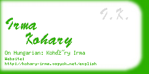 irma kohary business card